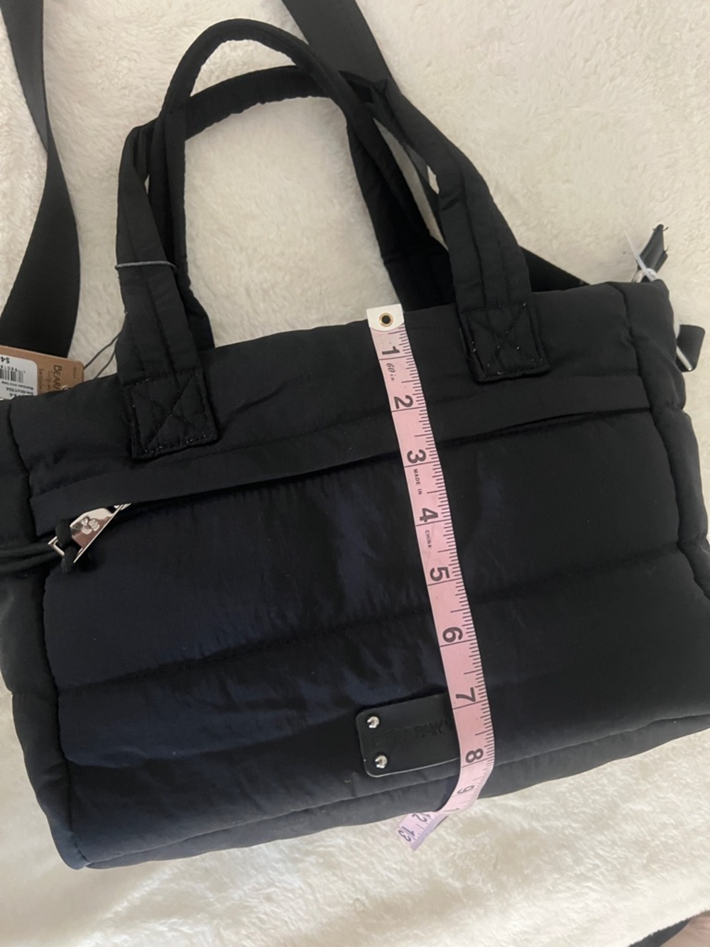 NWT BEARPAW Black Puffer Tote Silver Hardware, can use as crossbody, washable - Picture 11 of 16